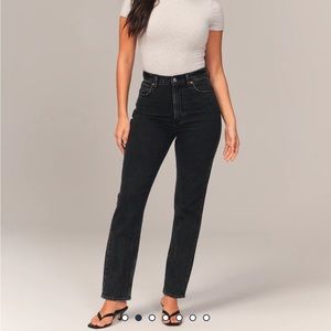 Abercrombie Curve Love Ultra High Rise Ankle Straight Jean- Black